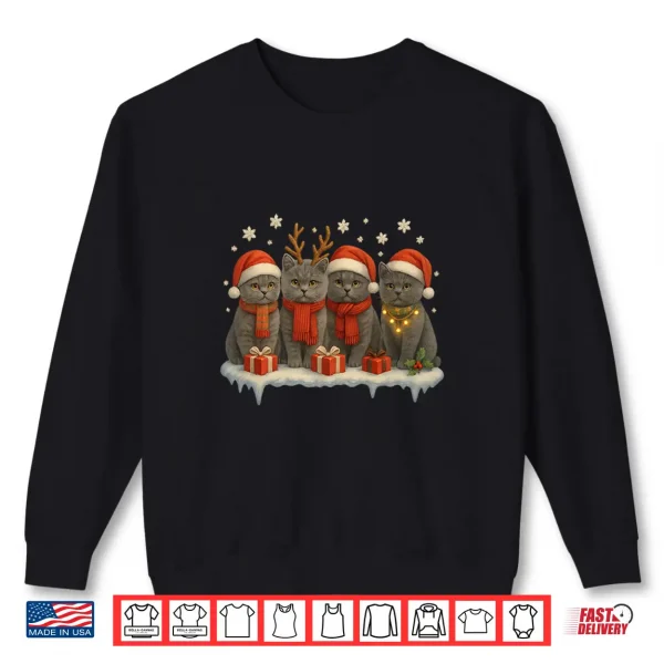 Sweatshirt Merry Christmas Cats Cat Lovers British Shorthair Shirt