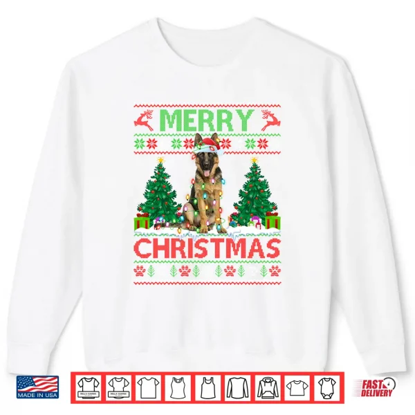 Sweatshirt Merry Christmas Lighting Ugly German Shepherd Christmas Shirt