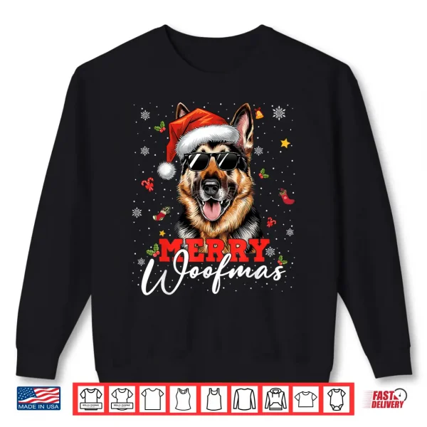 Sweatshirt Merry Woofmas Christmas German Shepherd Dog Mom Dad Shirt