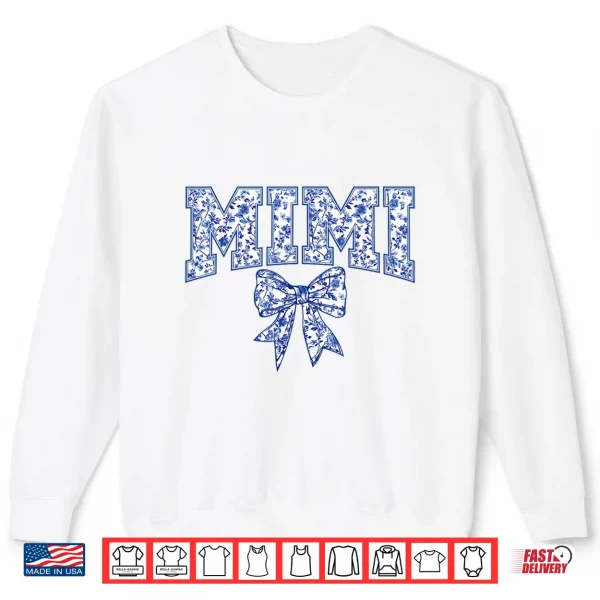 Sweatshirt Mimi Coquette Toile Blue Bow Floral Mothers Day Family Shirt 2