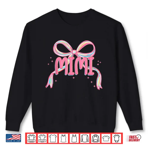 Sweatshirt Mimi of The Birthday Girl Pink Coquette Bow Matching Family Shirt