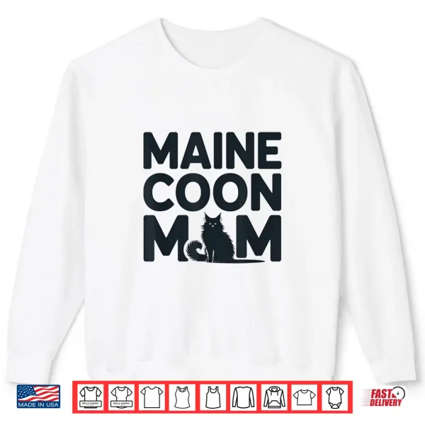 Sweatshirt Minimalist Maine Coon Cat Mom Design for Cats Lover Shirt