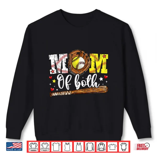 Sweatshirt Mom Of Both Game Day Baseball Softball Mothers Day 2025 Shirt