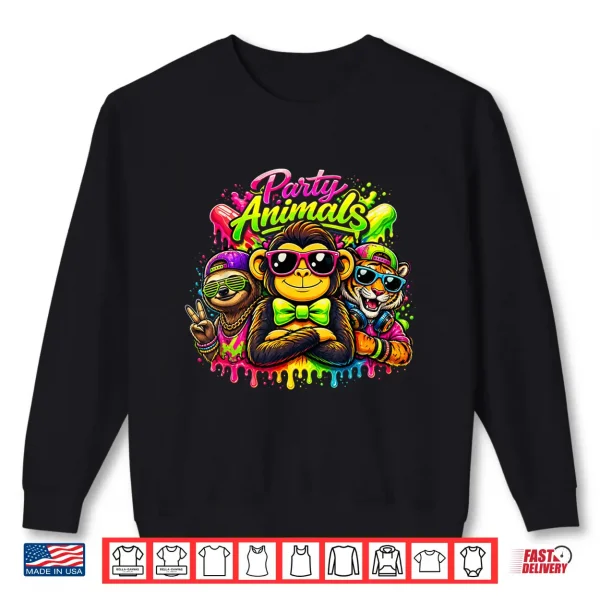 Sweatshirt Monkey Baseball Wild Animals Sunglasses Cool Tiger Sloth Shirt