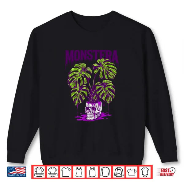 Sweatshirt Monstera Skull Pot Shirt