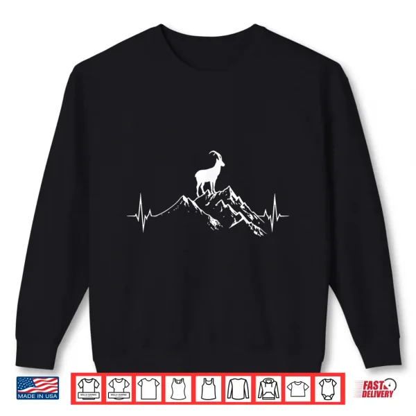 Sweatshirt Mountain Goat Heartbeat Hiking Hiker Outdoor Shirt