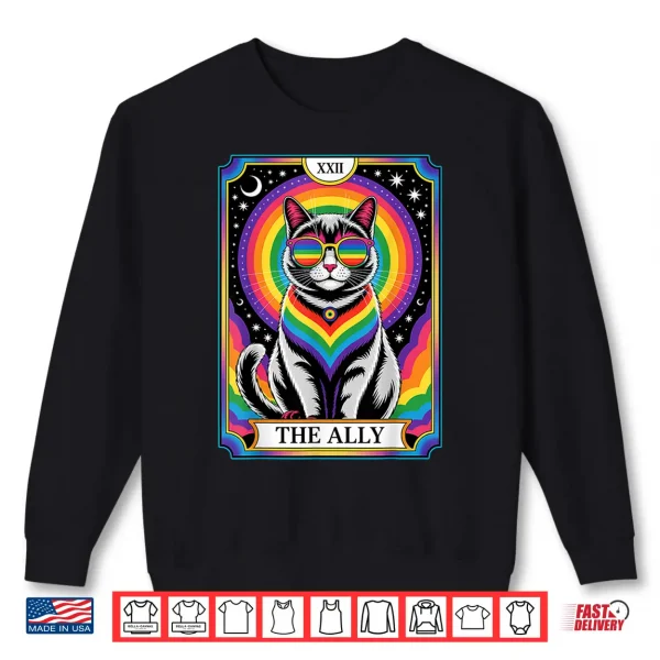 Sweatshirt Mystical Tarot Rainbow Cat The Ally LGBTQ Pride Gay Support Shirt