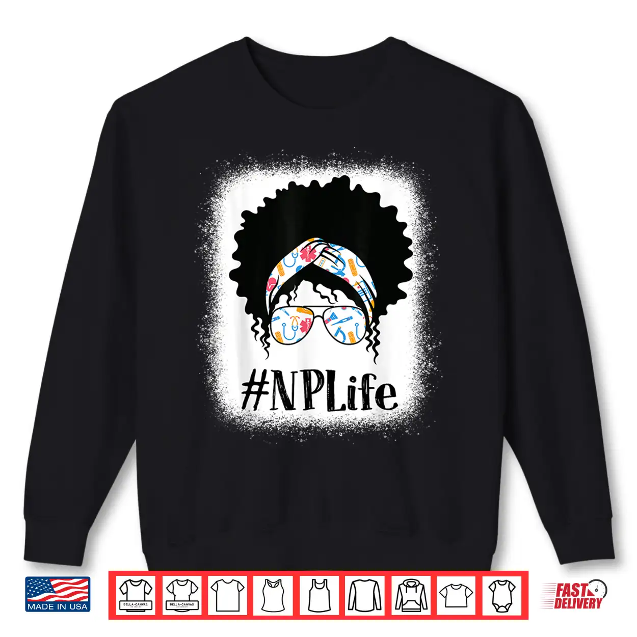 Np Nurse Practitioner Black Afro Messy Bun African American Shirt Np Nurse Practitioner Black Afro Messy Bun African American Shirt