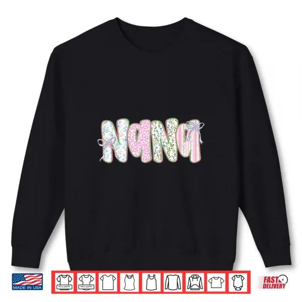 Sweatshirt Nana Floral Coquette Bow Mothers Day Cute Women Grandma Shirt 1