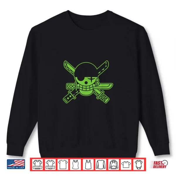 Sweatshirt One Piece Anime Green Roronoa Zoro Jolly Roger Shirt