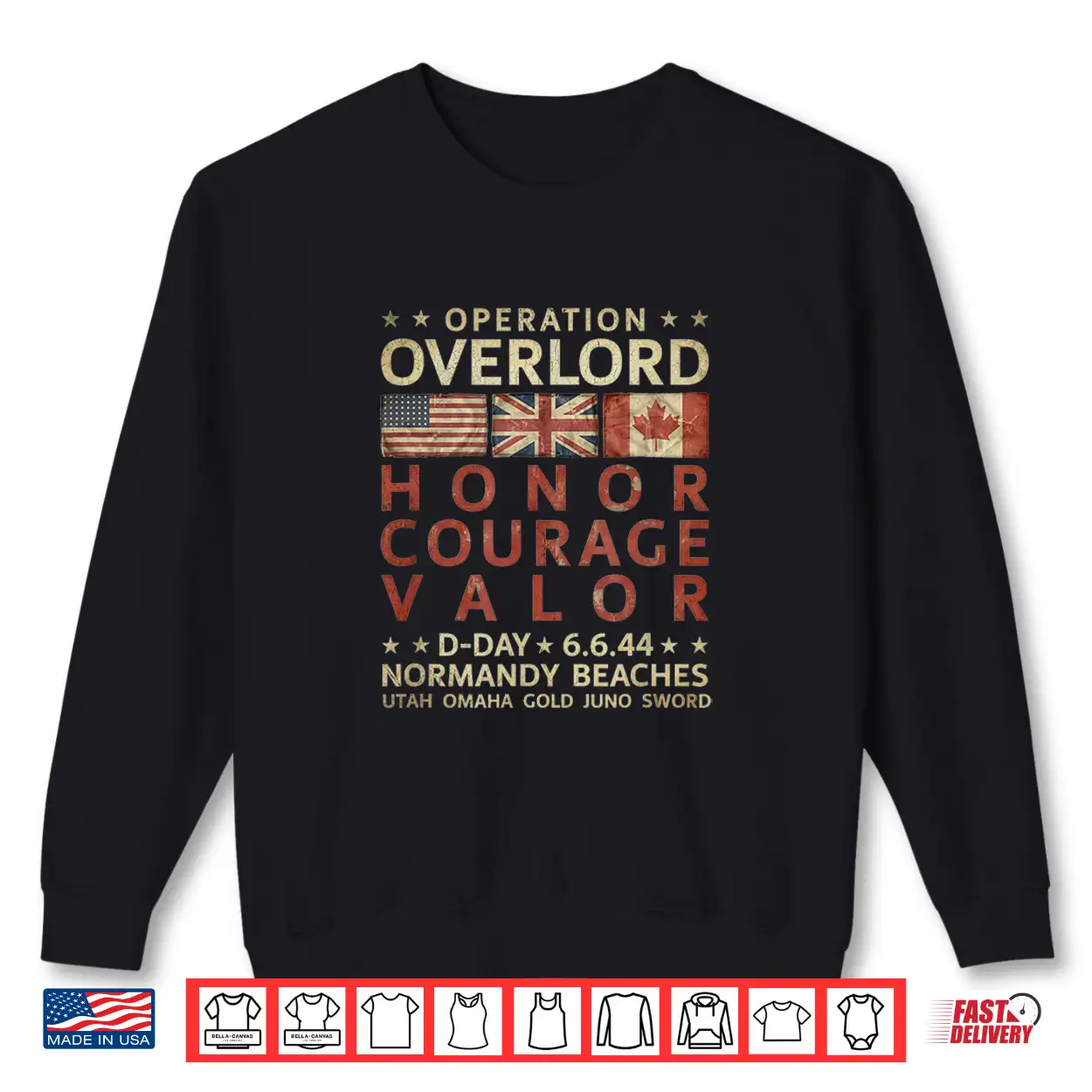 Operation Overlord Honor Courage Valor D Day 6.6.44 Aged Shirt Operation Overlord Honor Courage Valor D Day 6.6.44 Aged Shirt