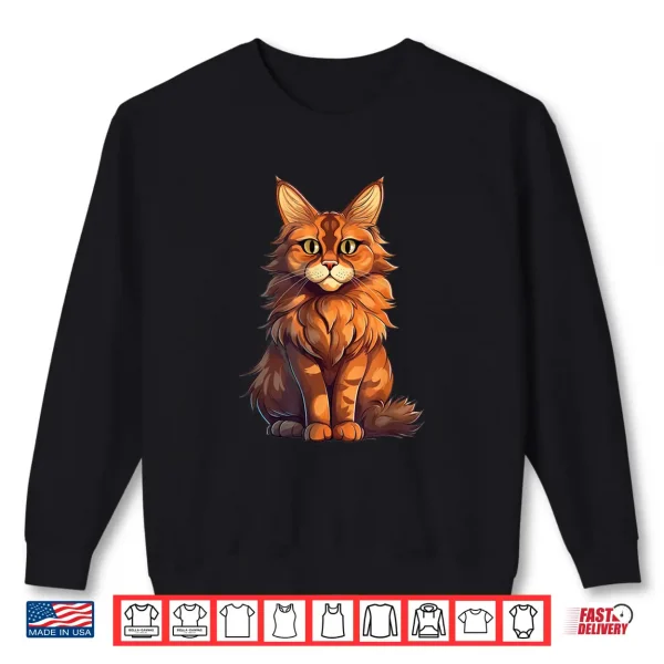 Sweatshirt Orange Tabby Cat Maine Coon Cat Lover Graphic Shirt