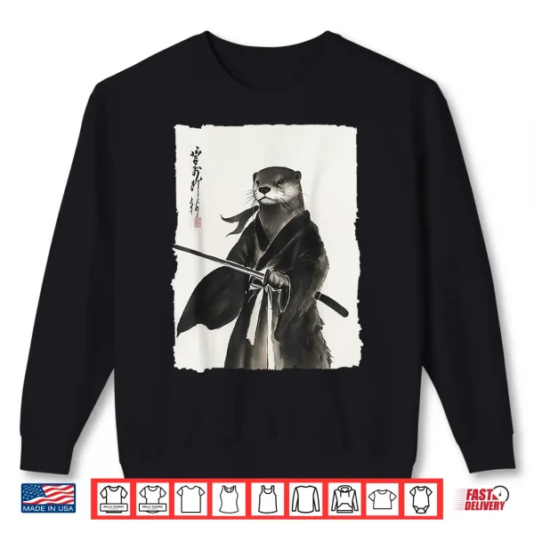 Sweatshirt Otter Samurai Janpanese Vintage Warrior Art Anime Graphic Shirt
