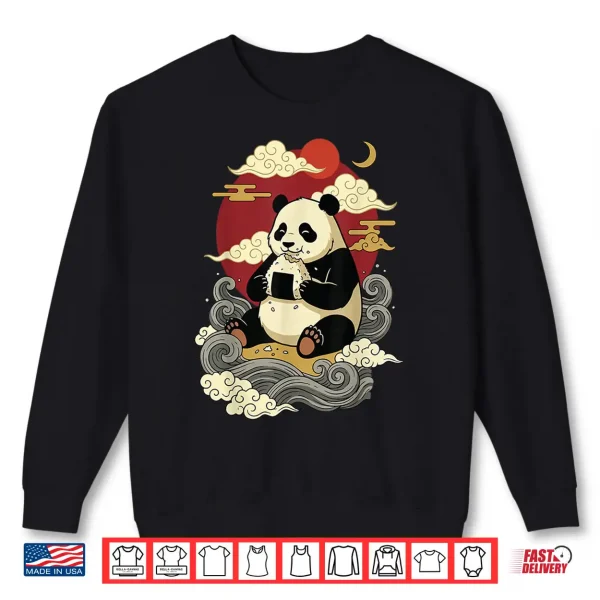 Sweatshirt Panda Eating Onigiri Japanese Sushi Manga Japan Shirt