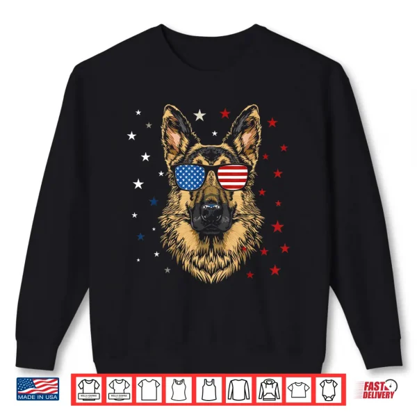 Sweatshirt Patriotic American German Shepherd USA Flag Dog Fourth Of July Shirt