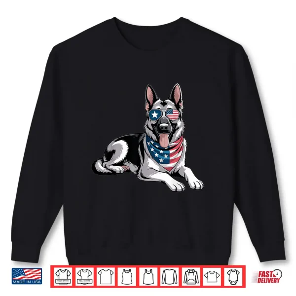 Sweatshirt Patriotic German Shepherd Dog American Flag 4Th Of July Shirt