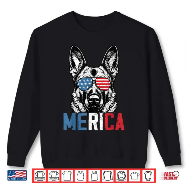 Sweatshirt Patriotic German Shepherd Dog Merica Fourth Of July Shirt