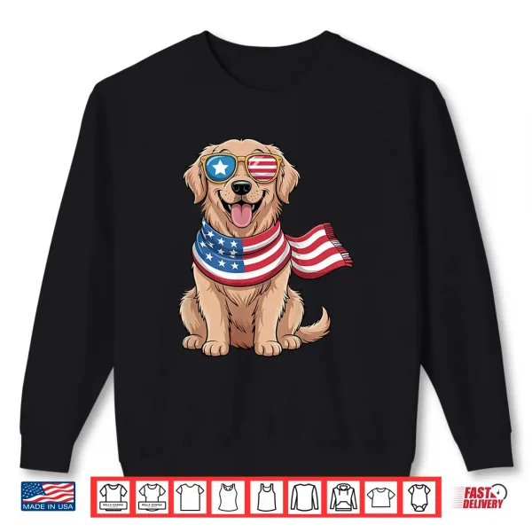Sweatshirt Patriotic Golden Retriever Dog American Flag 4Th Of July Shirt