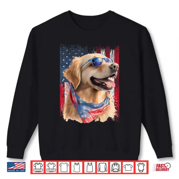 Sweatshirt Patriotic Golden Retriever USA American Flag Dog Lover Shirt