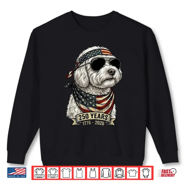 Sweatshirt Patriotic Poodle Dog 250 Years American Flag Anniversary Shirt