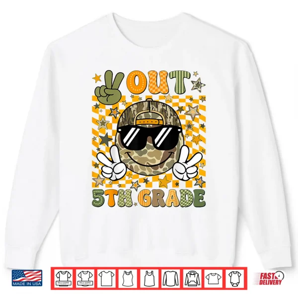 Sweatshirt Peace Out 5th Grade Fifth Camo Last Day Graduation Men Boy Shirt