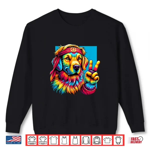 Sweatshirt Peace Sign Tie Dye Golden Retriever Dog Shirt