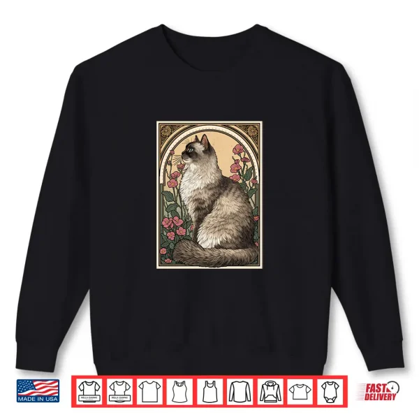 Sweatshirt Persian Cat Art Nouveau Style Design Shirt