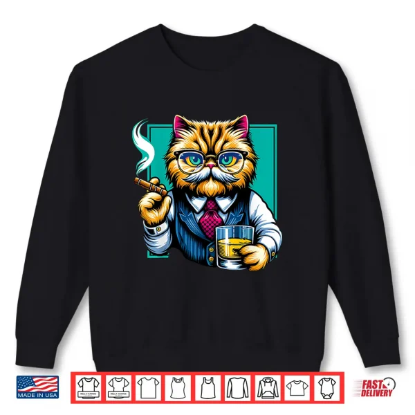 Sweatshirt Persian Cat Cigar And Whiskey Shirt