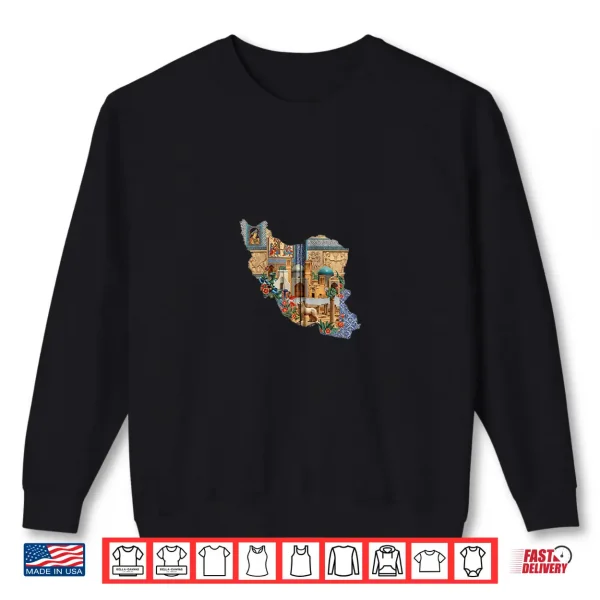 Sweatshirt Persian Cat Iran Map Collage Travel Souvenir Persian Iranian Shirt