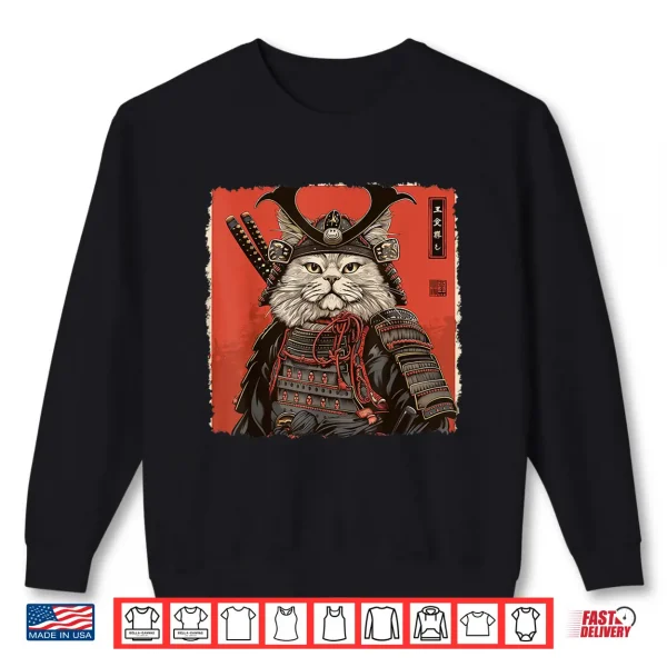 Sweatshirt Persian Cat Japanese Art Samurai Ukiyo e Vintage Shirt