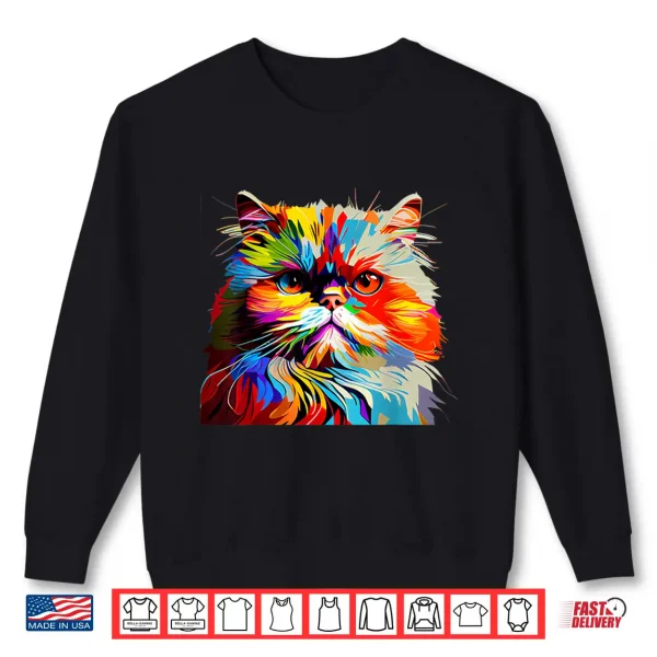 Sweatshirt Persian Cat Lovers Colorful Pop Art Persian Cat Shirt