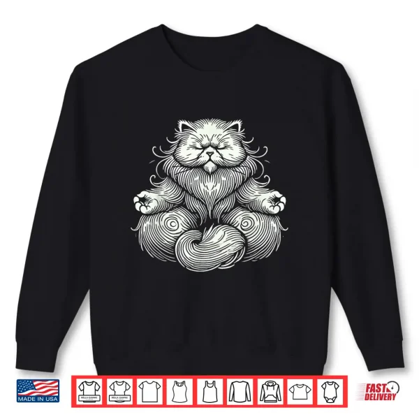 Sweatshirt Persian Cat Meditation Zen Pose Yoga Feline Shirt