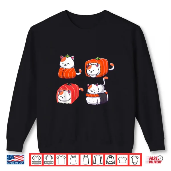 Sweatshirt Persian Cat Sushi Sushi Roll Shirt Sushi Print Shirt