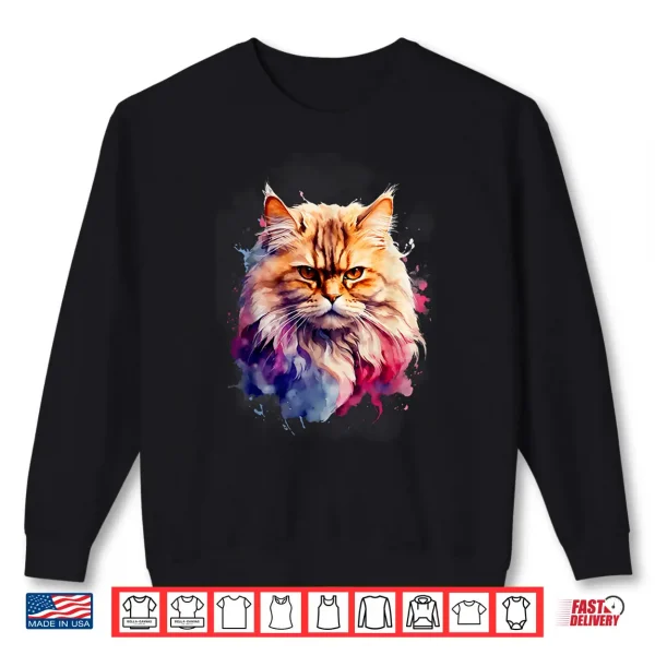 Sweatshirt Persian Cat Watercolor Family Tee All Ages Cat Lovers Shirt