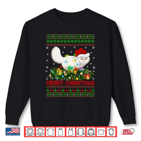 Sweatshirt Persian Cat Xmas Lights Santa Ugly Persian Cat Christmas Shirt