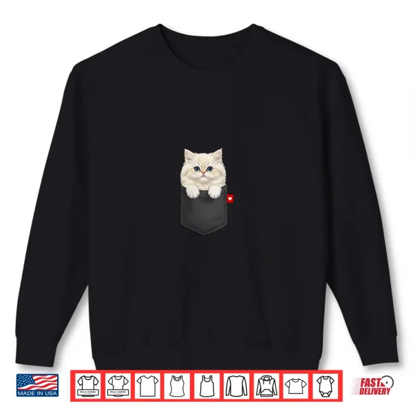 Sweatshirt Persian Cat in Pocket Peeking Cute Kitten Cat Shirt