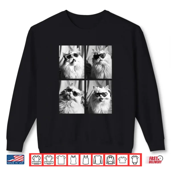 Sweatshirt Persian Cat with Hearts Sunglasses Cute Valentines Day Shirt