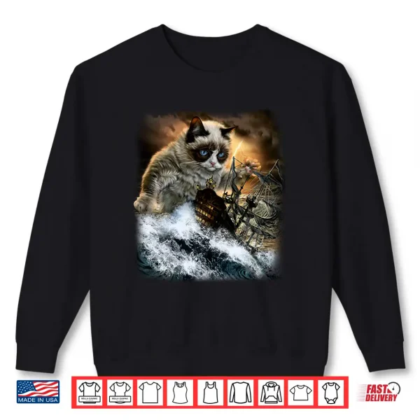 Sweatshirt Persian Kraken Cat Attacking Ship Shirt