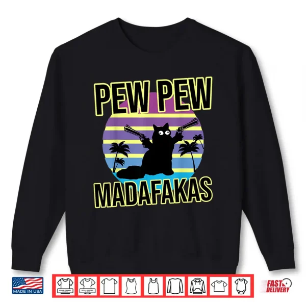 Sweatshirt Pew Pew Madafakas Vaporwave Cat Maine Coon Shirt