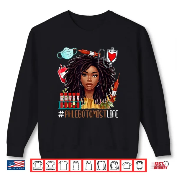 Sweatshirt Phlebotomist Costume Afro Woman Proud Black History Shirt