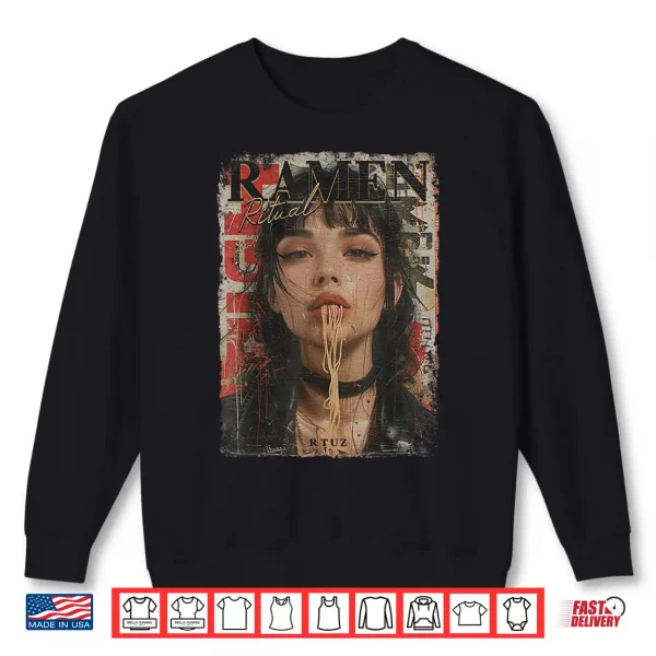 Sweatshirt Pin up Girl Ramen Noodle Anime Manga Asian Ramen Shirt