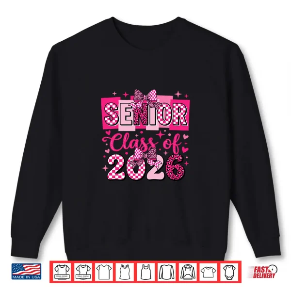 Sweatshirt Pink Senior 2026 Class Of 2026 Leopard Coquette Bow Shirt