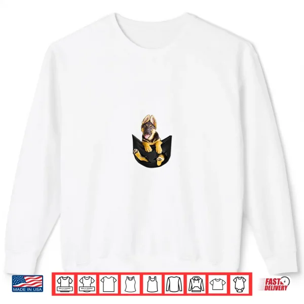 Sweatshirt Pocket German Shepherd Puppy Dog Lover Gift Shirt