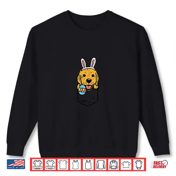 Sweatshirt Pocket Golden Retriever Bunny Cute Easter Dog Professional Graphic Shirt