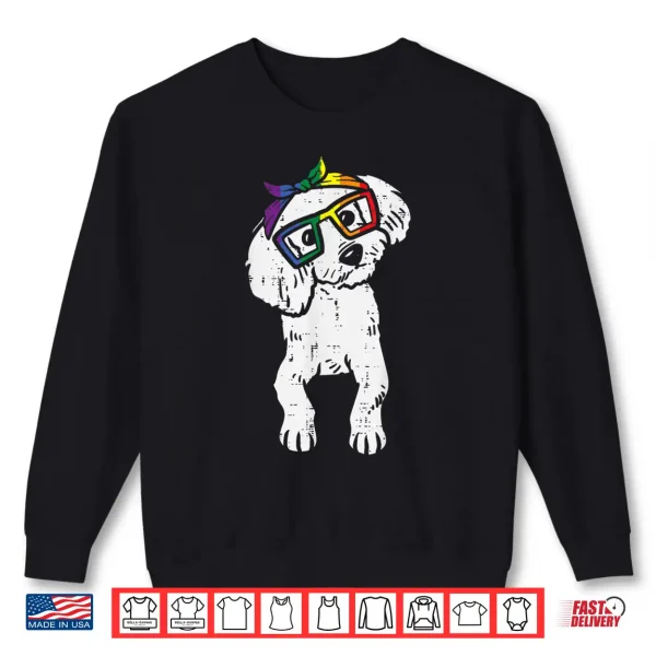 Sweatshirt Poodle Dog Bandana LGBTQ Rainbow Flag Gay Pride Ally Lover Shirt
