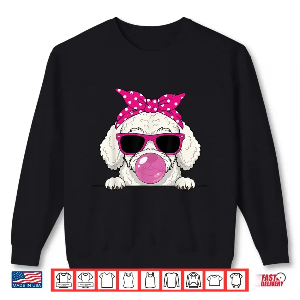Sweatshirt Poodle Dog Kawaii Girl Pink Bandana Funny Poodle Gum Shirt