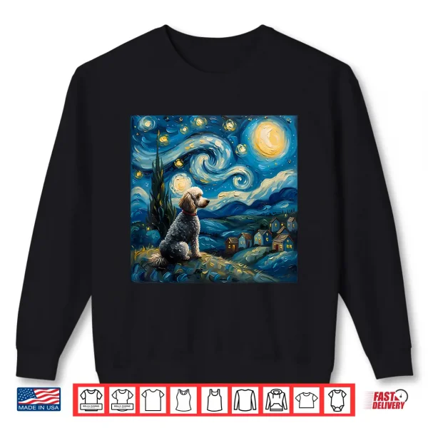 Sweatshirt Poodle Dog Lovers The Starry Night Van Gogh Style Painting Shirt
