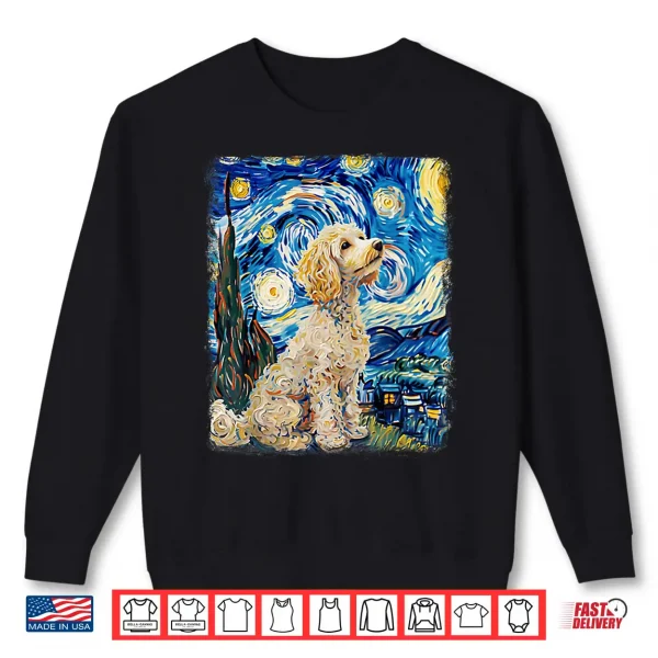 Sweatshirt Poodle Dog Starry Night Painting Shirt