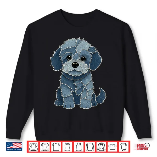 Sweatshirt Poodle Patchwork Denim Shirt Women Cute Poodle Dog Mom Shirt
