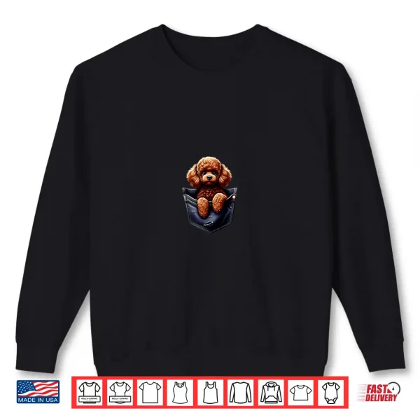 Sweatshirt Poodle Pocket Design Funny Dog Puppy Pet Animal Lover Shirt